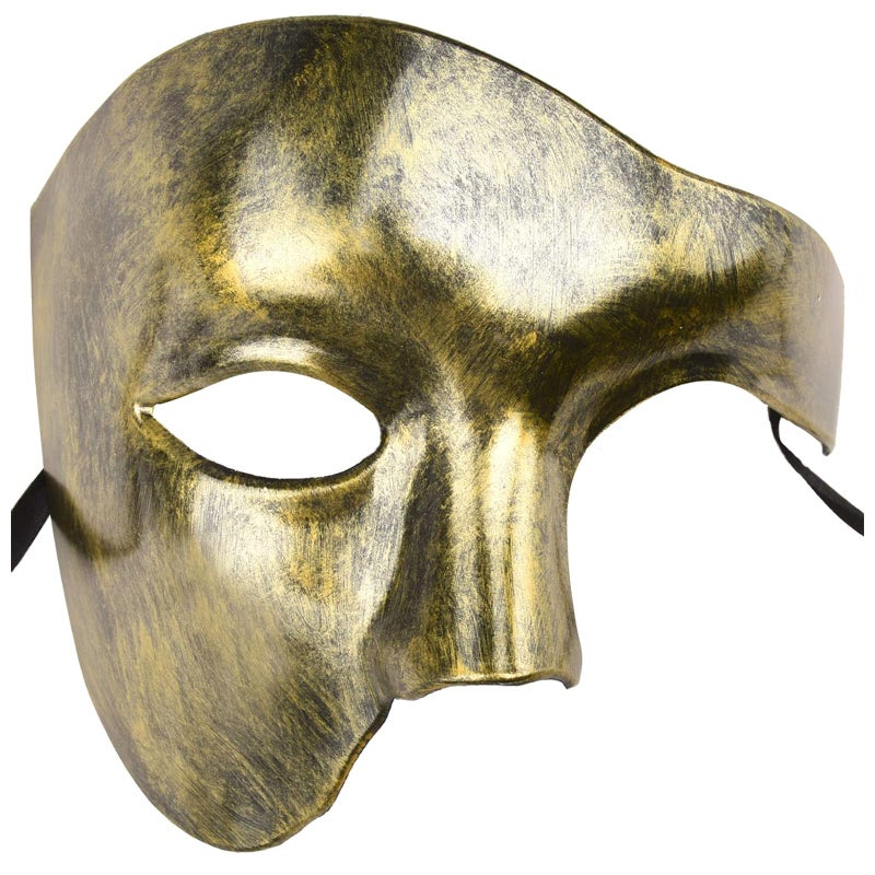 KEFAN Mens Mask Masquerade Mask Phantom of The Opera Half Face Mask (Gold) - Image 1